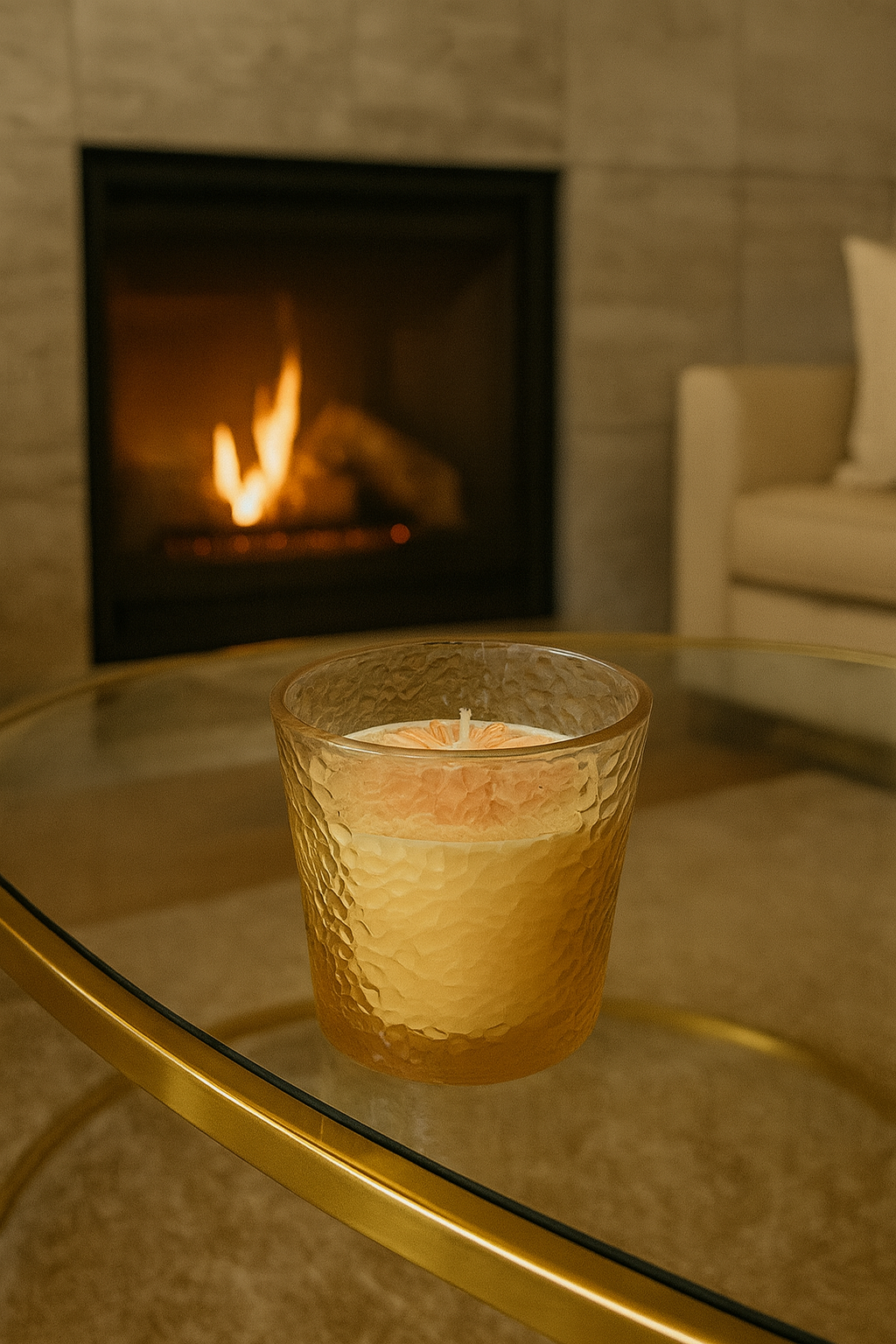 🕯️Copo de vidro com Flor em Cera