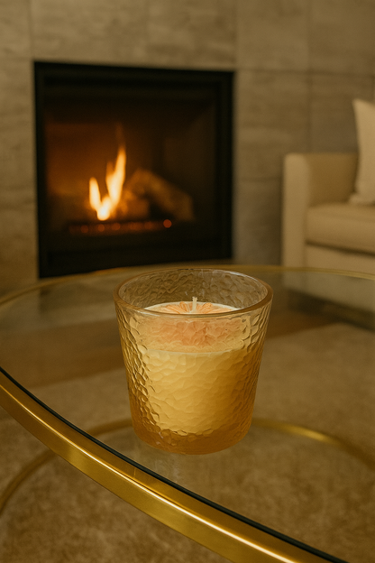 🕯️Copo de vidro com Flor em Cera