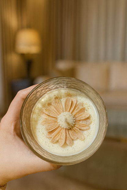 🕯️Copo de vidro com Flor em Cera