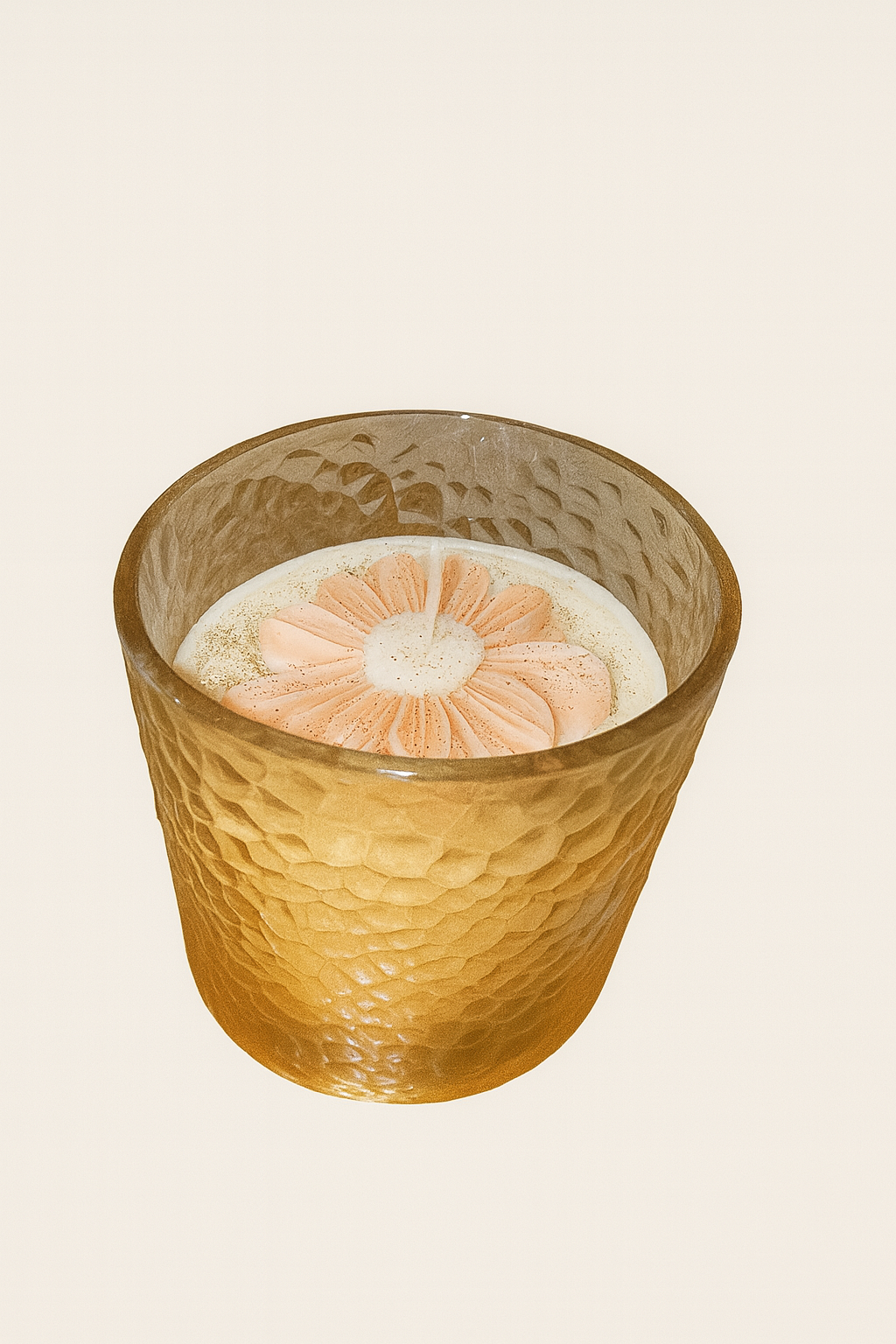🕯️Copo de vidro com Flor em Cera