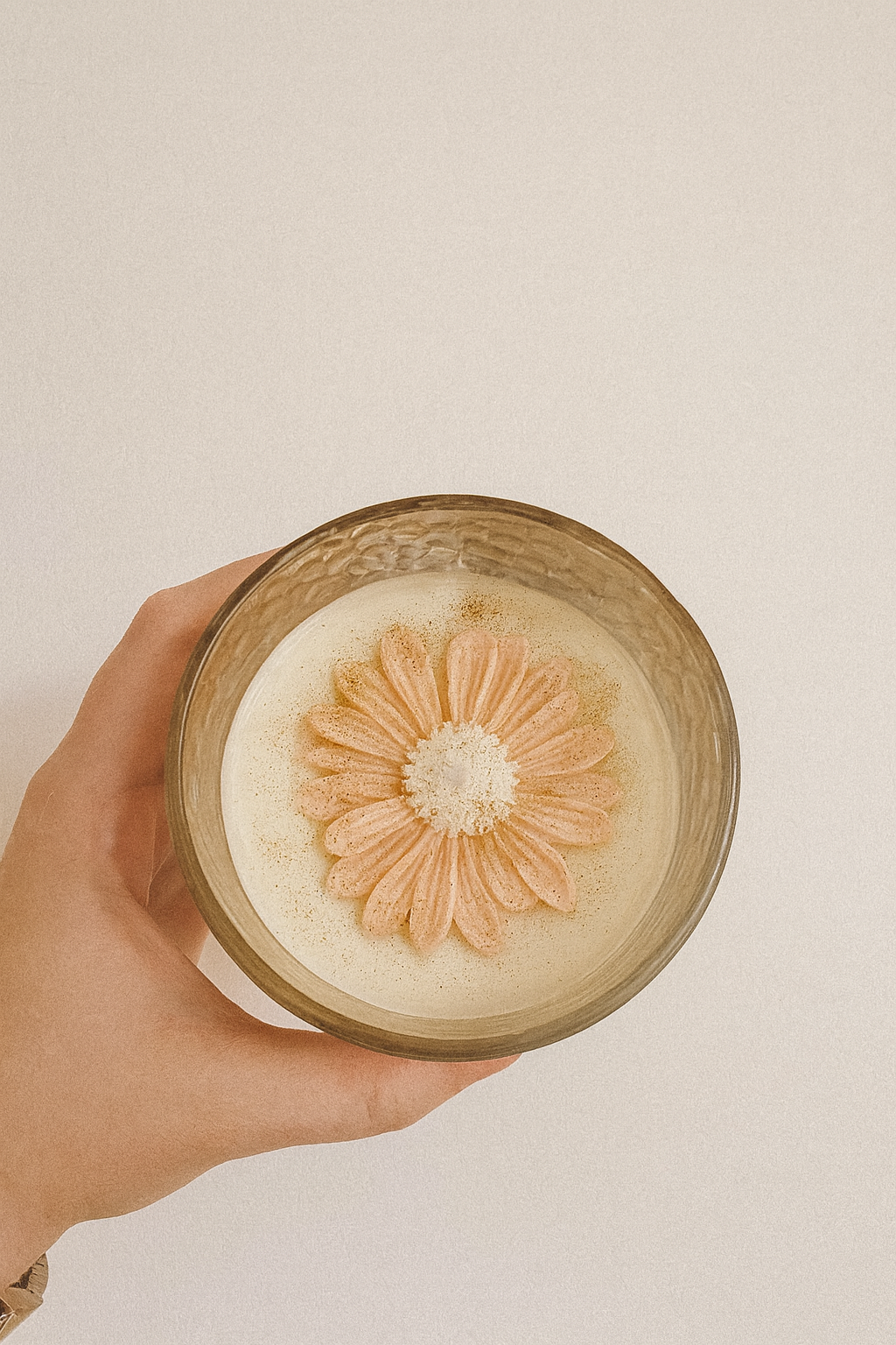 🕯️Copo de vidro com Flor em Cera