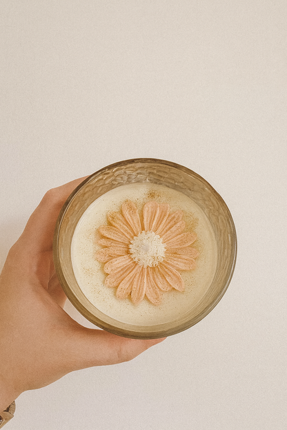 🕯️Copo de vidro com Flor em Cera