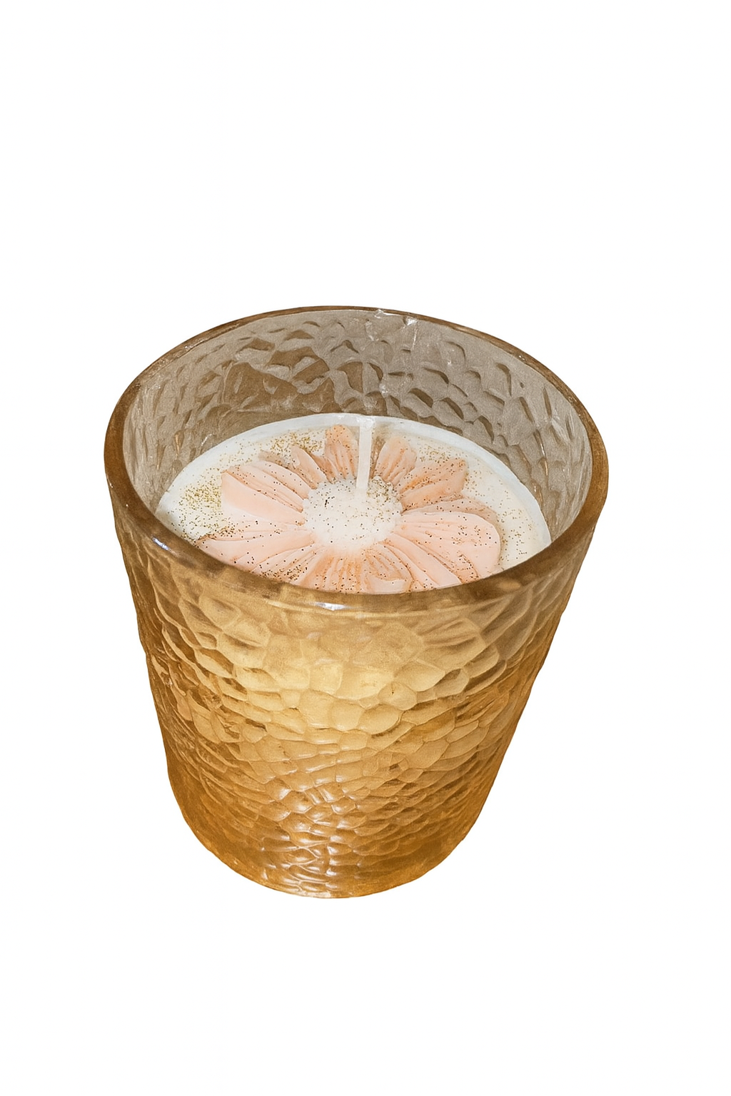🕯️Copo de vidro com Flor em Cera