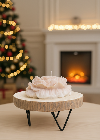 🌸 Peonia em Cera com Base Rústica